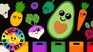 🥬🌈 Rainbow Colours with Dancing Fruit amp Vegetables Baby Sensory Video 🥦🍎 [upl. by Luhey]