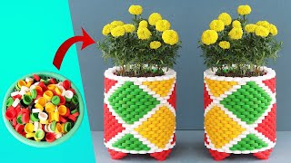 Gorgeous Flower Pot Ideas With Plastic Bottle Caps [upl. by Haneehs354]