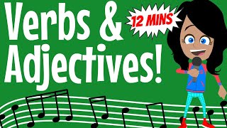 Verbs Adverbs amp Adjectives  12 Minutes of Fun English Grammar Songs for Kids [upl. by Eseret]