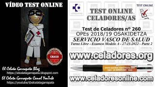 Vídeo Test Online de Celadores nº 260  OPEs 201819 OSAKIDETZA  Servicio Vasco de Salud  Parte 2 [upl. by Myer]