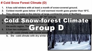 Koppen Scheme  Cold Snow Forest Climate D  UPSC IAS Geography [upl. by Eerac]