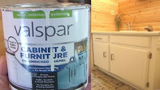 Refinishing Bathroom Vanity Using Valspar Cabinet Paint From Lowes [upl. by Lyckman]