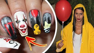 UNHAS DECORADAS IT A COISA  PALHAÇO PENNYWISE  IT NAILS  ‹ Unhas da Lalá › [upl. by Erroll]