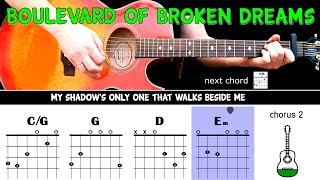 BOULEVARD OF BROKEN DREAMS  Green Day  Guitar play along on acoustic guitar with chords amp lyrics [upl. by Donohue]