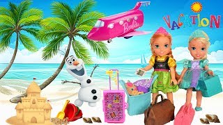 Elsa and Anna Toddlers Pack their Bags Holiday Time Vacation At Beach Snow amp Camping Elsia and Annia [upl. by Cosetta]