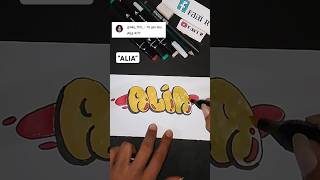 Graffiti nama Alia art graffiti mural drawing tutorial lettering shortsfeed viralkan fypシ゚ [upl. by Ayaros]