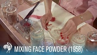 Mixing Face Powder Retro Cosmetics 1958  British Pathé [upl. by Obidiah]