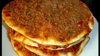 Türkische PizzaTürkische Rezepte Ev yapimi Lahmacun tarifi [upl. by Hanahs]