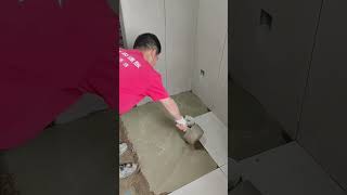 How To Bathroom Floor Tiles Fixing Work [upl. by Ahsiuqal215]