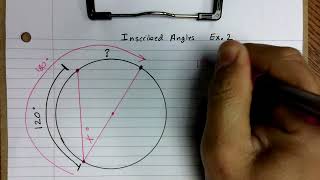 Inscribed Angle Solving when Inscribed Arc not Given Example 2 [upl. by Awad]