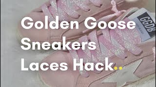 How to Factory Lace Golden Goose Sneakers Laces are too long Use this HACK [upl. by Honna200]