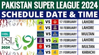 Pakistan Super League 2024 Schedule  PSL 2024 Schedule  PSL 2024 Schedule Time Table [upl. by Nytsirt]