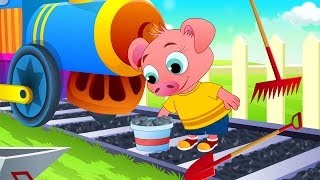 Piggy On The Railway  English Nursery Rhymes  Cartoon And Animated Rhymes [upl. by Jen]