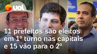 Eleição 11 prefeitos são eleitos em 1º turno nas capitais e 15 vão para o 2º [upl. by Kermy958]