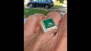 Silver Chrysoprase Sugarloaf Cabochon Signet Ring [upl. by Akinwahs]