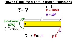 Physics 15 Torque Fundamentals 7 of 13 How to Calculate a Torque Basic Example 1 [upl. by Atat]