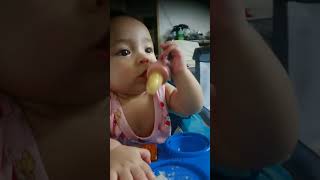 baby eating food baby cuteness funnybaby shortsvideo asmr babygirl cutebaby mukbang shorts [upl. by Stockmon823]