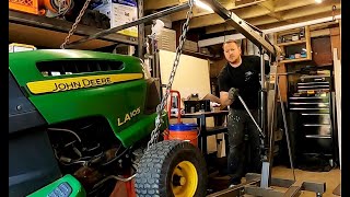 John Deere LA105 Steering Repair [upl. by Ahsilac]