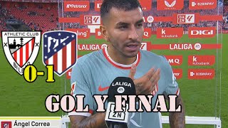 REACCIÓN ANGEL CORREA TRAS GOL Y VICTORIA ATHLETIC 01 ATLETICO DE MADRID LA LIGA [upl. by Sutniuq]