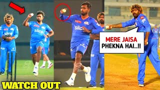 VIDEO MI bowler Nuwan Thusara bowling action viral like Lasith Malinga in IPL 2024 [upl. by Synned]