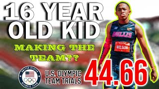 4466 QUINCY WILSON New 400m WORLD RECORD U18 at USA Olympic Trials [upl. by Aeniah]