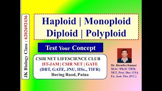 HAPLOID  MONOPLOID  DIPLOID  POLYPLOID  CSIR NET LIFE SCIENCE  NEET  Dr JITENDRA Kr [upl. by Landing716]