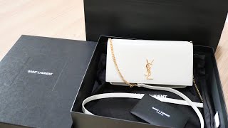 Unboxing Saint Laurent Cassandre White Phone Holder with Strap magnificent dayssaintlaurentysl🩵 [upl. by Oam364]