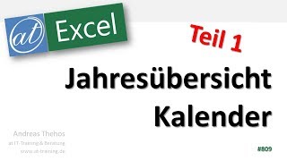 Jahresübersicht in Excel  Kalender  Teil 1  Datumsfunktionen [upl. by Greenquist]