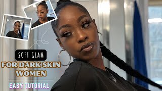 Soft Glam look for dark skin women  WOC Holiday makeup [upl. by Gibun447]