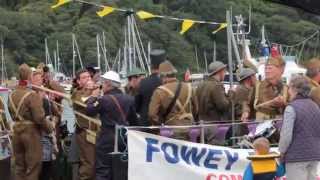 Fowey Regatta 2014 Flaming boatFowey Town Band [upl. by Hahcim]