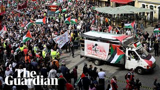 Thousands protest in Malmö against Israel taking part in Eurovision [upl. by Roxy286]