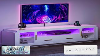 TV Stand for TVs Up to 75” WLED Power Outlets Living Room Review [upl. by Caras]