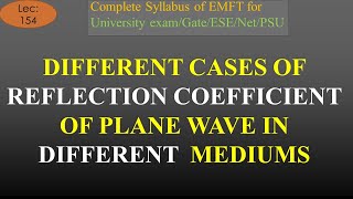 EMFTLec 154  Different Cases of Reflection Constant of Plane Wave in Different Medium R K Classes [upl. by Cinelli881]