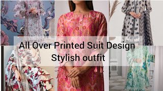 All over printed suit design ideas Pakistani printed suit printed suit design with lace [upl. by Scrivenor]