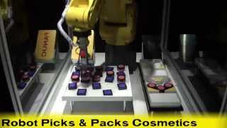 Automated Cosmetics Kitting with the New FANUC LR Mate 200iD4S ShortArm Robot [upl. by Eikin509]