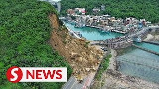 Landslide in Keelung Taiwan injures two [upl. by Tillman]