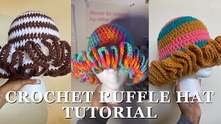 HOW TO CROCHET RUFFLE HAT TUTORIAL intermediate crocheters🧶 ￼ crochet tutorial [upl. by Gnauq]