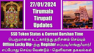 Tirumala TirupatiSSD Token27012024Status amp Darshan TimeTirumala Offline Lucky Dip Procedures [upl. by Fagan]