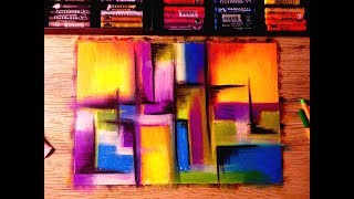 Making Contemporary Abstract Painting  Satisfying  Oil Pastel  Cloth Blurring Technique [upl. by Dorca770]