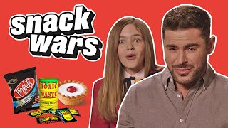 Zac Efron Tries British Snacks For First Time  Snack Wars  LADbible​ [upl. by Anatlus625]