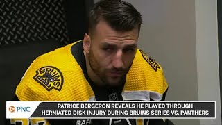 Patrice Bergeron Reveals He Played Through Significant Injury In BruinsPanthers Series [upl. by Bortz]