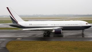 VIP Boeing 767 quotroaringquot departure at Düsseldorf Great sound HD [upl. by Enelahs]