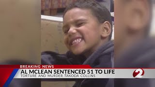 Al McLean sentenced 51 to life torture and murder Takoda Collins [upl. by Airtemed]