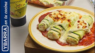 Canelones de calabacín y merluza gratinados  Recetas con Mayonesa Ybarra [upl. by Ateuqirne]