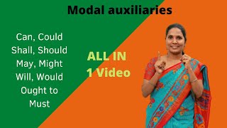 Modal auxiliaries ALL IN 1 Video Can Could Shall Should May Might Will Would Ought toMust [upl. by Celestina]