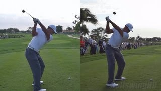 TIGER WOODS DRIVE 2013  DUAL ANGLES SYNCED SAME SWING  UP CLOSE REG amp SLOW MOTION  1080p HD [upl. by Borg]