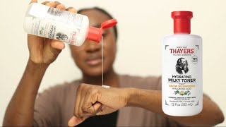 Thayers Milky Hydrating Face Toner Review and Application [upl. by Nojad628]