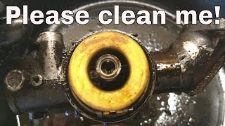 Cleaning carburetor R92 John Deere mower 11hp Briggs and Stratton engine [upl. by Abernathy927]