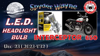 LED Headlight Bulb  Royal Enfield Interceptor 650 RoyalEnfield Interceptor650 ledlight ledbulb [upl. by Elke]