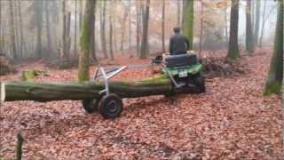 ATV mit Rückewagen für Stammholz im Buchenwald [upl. by Ligetti]